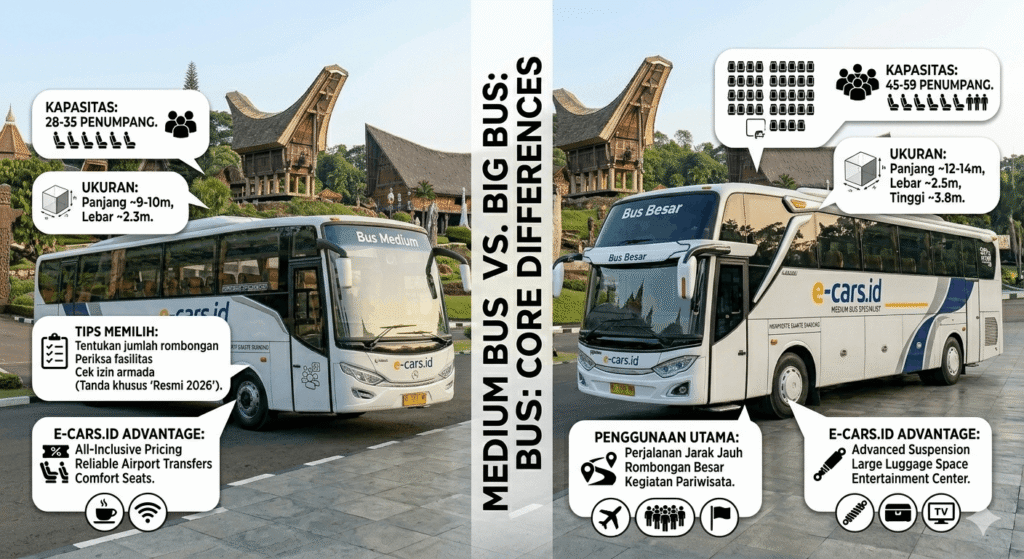 Bus Medium vs Bus Besar: Mana Lebih Hemat dan Cocok untuk Rombongan? Bus Medium vs Bus Besar