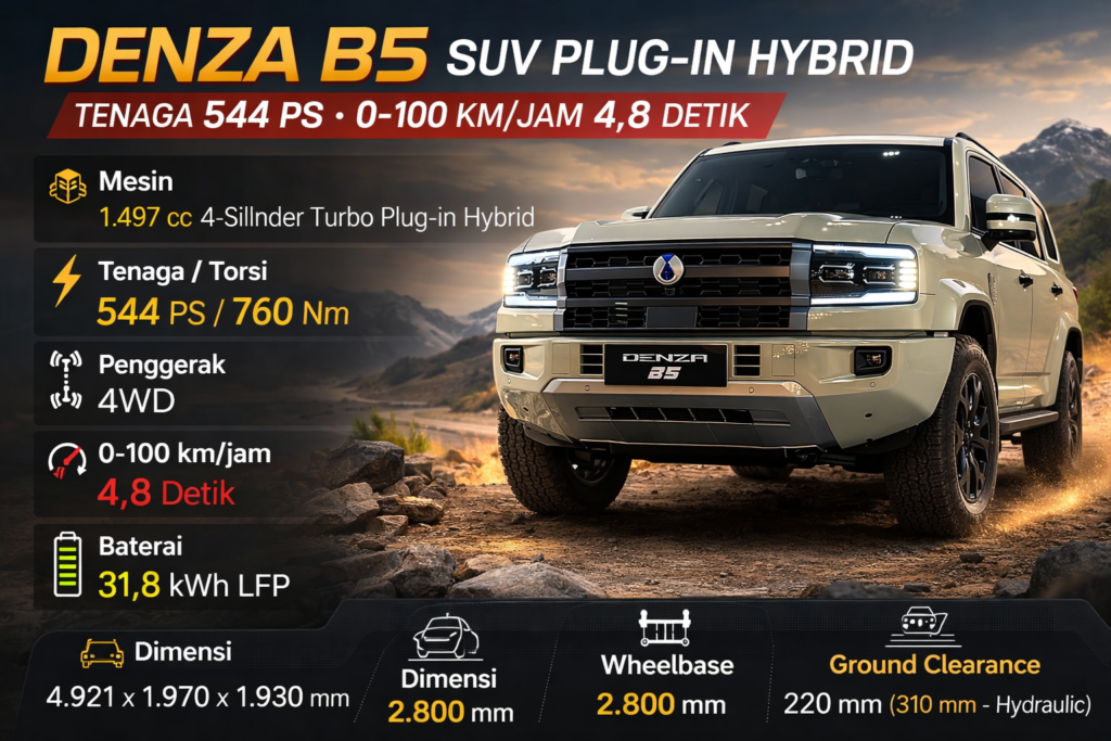 Denza B5: Spesifikasi SUV Plug-in Hybrid 544 PS yang Siap Taklukkan Off-Road Denza B5